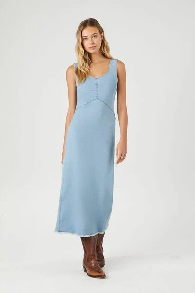 Frayed Denim Maxi Dress | Forever 21 | Forever 21 (US)