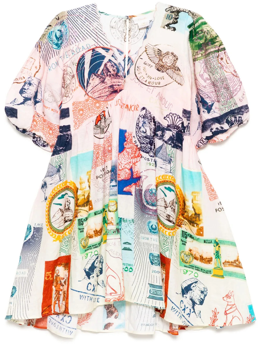 Camilla V-neck Short Dress | Pink | FARFETCH | Farfetch Global