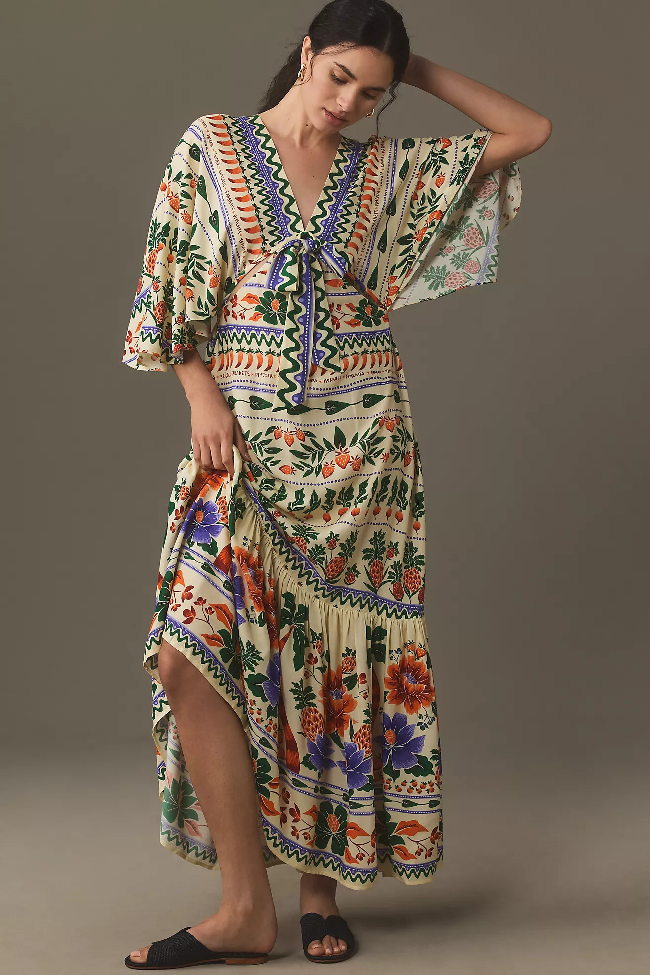 Farm Rio V-Neck Kaftan Maxi Dress | Anthropologie (US)