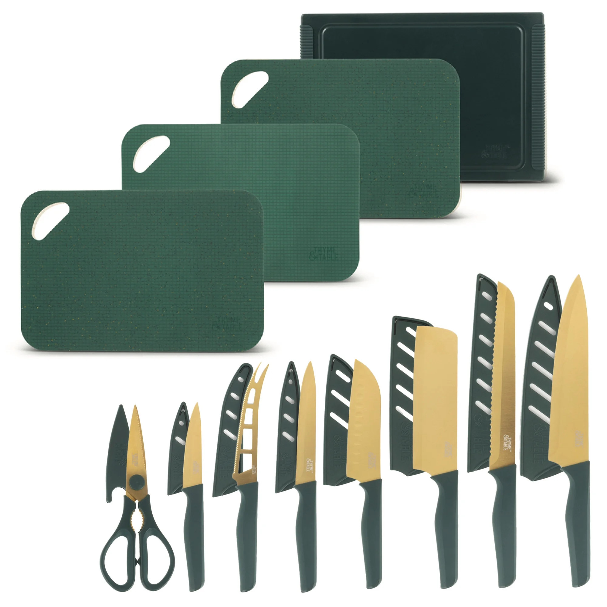 Thyme & Table 20-Piece Knife Set - Green | Walmart (US)