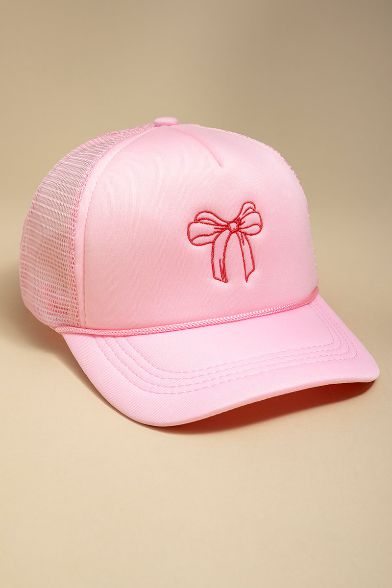Meghan Embroidered Bow Trucker Baseball Cap | Francesca's