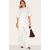 Cream Soft Touch Wide Leg Sweatpants | PrettyLittleThing US