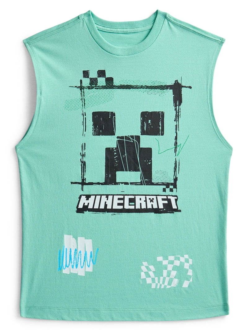 Minecraft Boys Creeper Graphic Muscle Tank Top, Sizes 4-18 | Walmart (US)