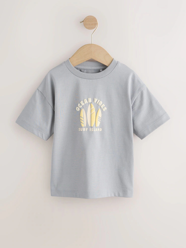 Grey Ocean Vibes Short Sleeve Graphic T-Shirt (3mths-7yrs) | Next US