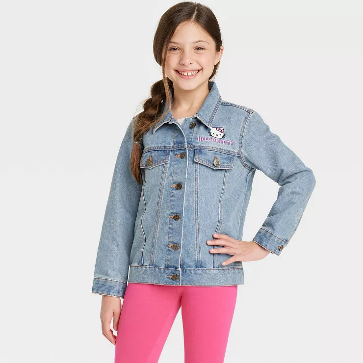 Girls' Sanrio Hello Kitty Jean Jacket - Blue | Target
