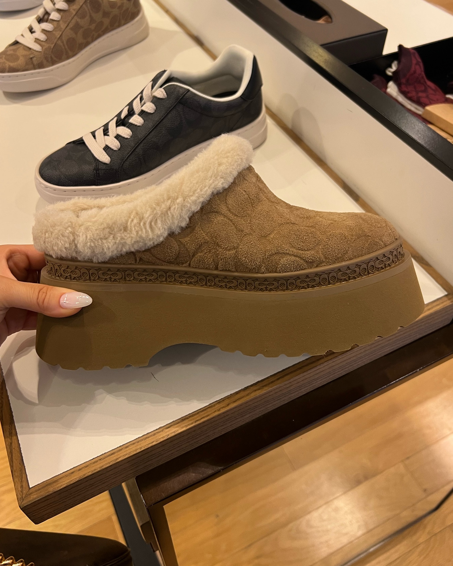 Omg. Fully obsessed with here new coach clogs I bought!! True to size I’m a 8 and bought an 8. If you’re between sizes go down. There was almost room in the 7 but not with a sock. So cute and comfy and warm!! 

#LTKShoeCrush #LTKHoliday #LTKSeasonal