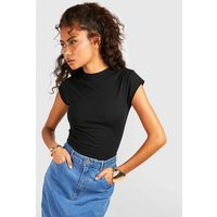 Womens Cap Sleeve Fitted Basic Cotton T-Shirt - Black - 12 | boohoo (US & Canada)