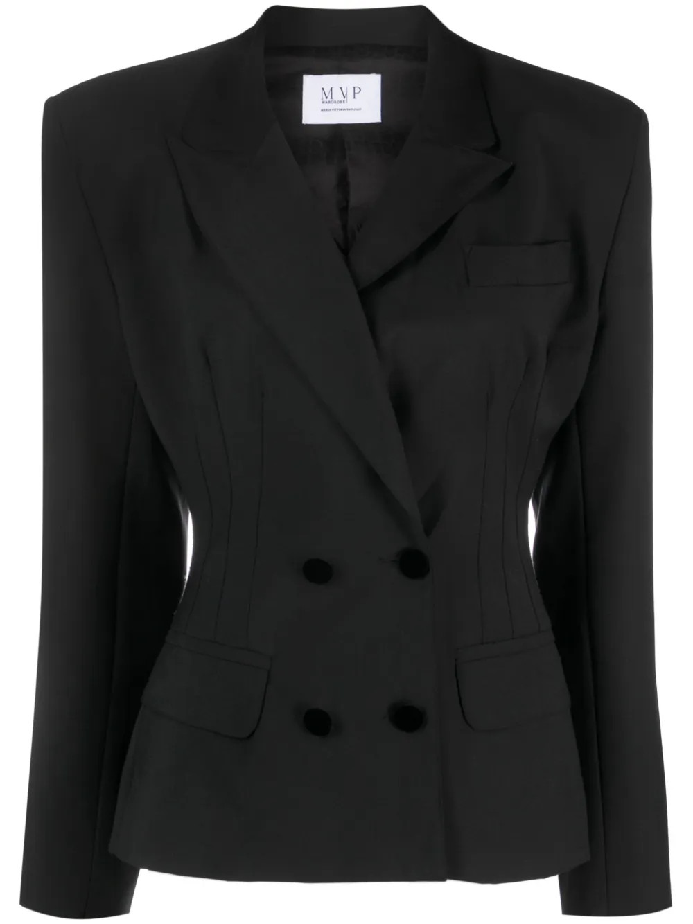 Mvp Wardrobe panelled-bodice double-breasted Blazer | Black | FARFETCH PT | Farfetch Global