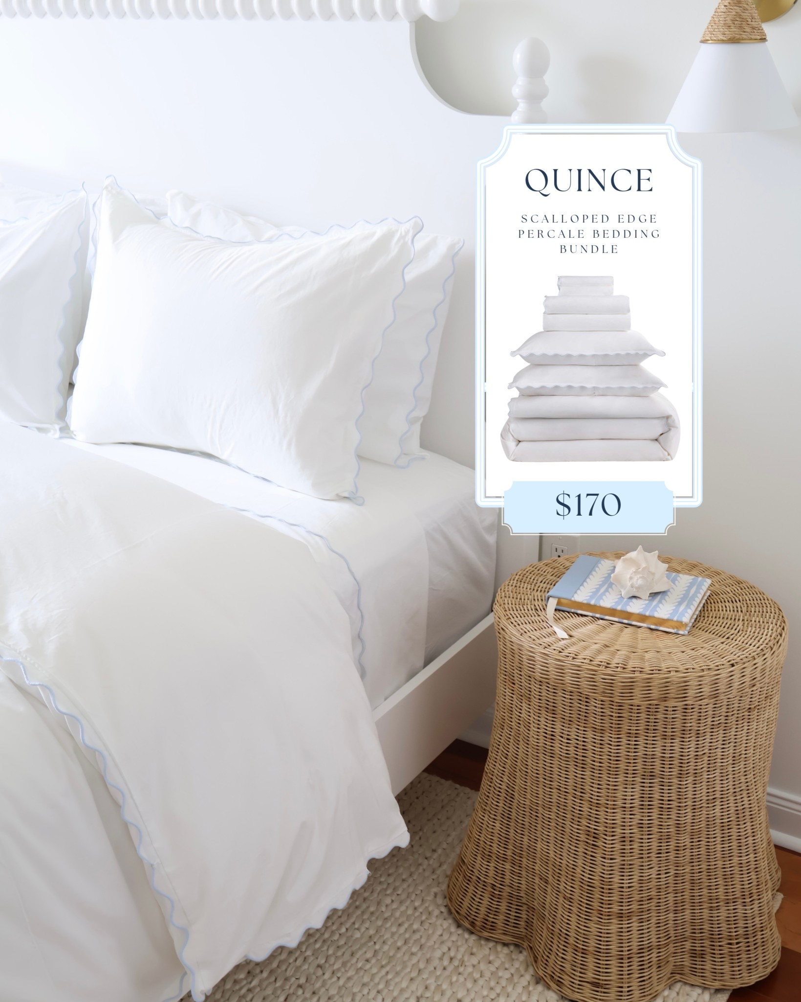 Love the look of the scalloped edge bedding from Serena & Lily but not the $900+ price tag? 

This Quince scalloped edge percale bedding bundle gives you the same coastal, preppy, designer-inspired bedding look for a fraction of the price.

Think crisp white percale sheets, scalloped trim detailing, and that classic Serena & Lily aesthetic — perfect for creating a light, airy coastal bedroom or timeless preppy bedroom style without the splurge.

This set is such a great option if you love high-end bedding, coastal home decor, luxury bedding looks for less, and designer-inspired bedroom finds.

✨ Linked the Quince scalloped bedding bundle that gives the same look for under $200. @Quince 

#LTKSpringSale #LTKHome