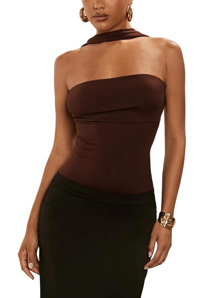 SOLY HUX Women's Sleeveless Halter Bodysuit Open Back Body Suits Sexy Party Slim Fit Backless Top... | Amazon (US)