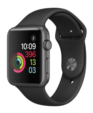 Apple Watch Series 1 42mm Space Gray Aluminum Case with Black Sport Band | Macys (US)