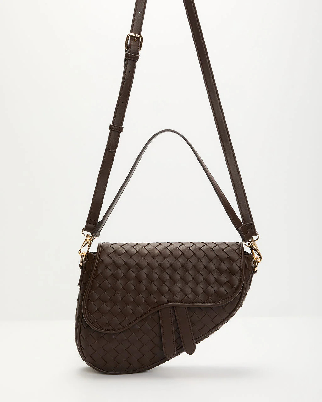 Kalila Faux Leather Woven Saddle Bag | VICI