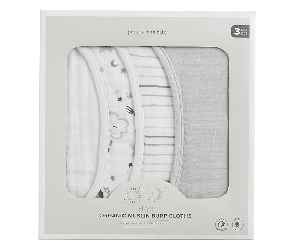 Skye Organic Muslin Burp Cloth Set | Pottery Barn Kids