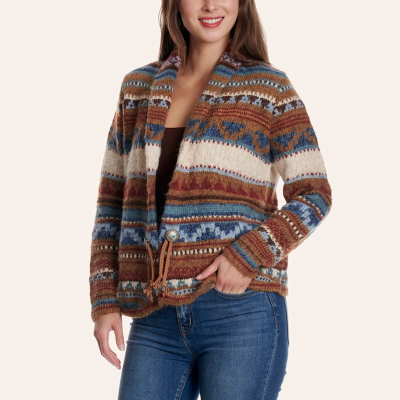 Cotton & Rye Women's Multicolor Aztec Print Cardigan | Cavender's