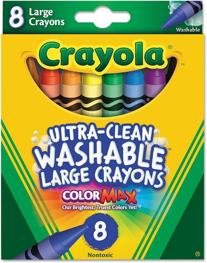 Crayola 523280 Ultra-Clean Washable Crayons, Large, 8 Colors/Box | Amazon (US)