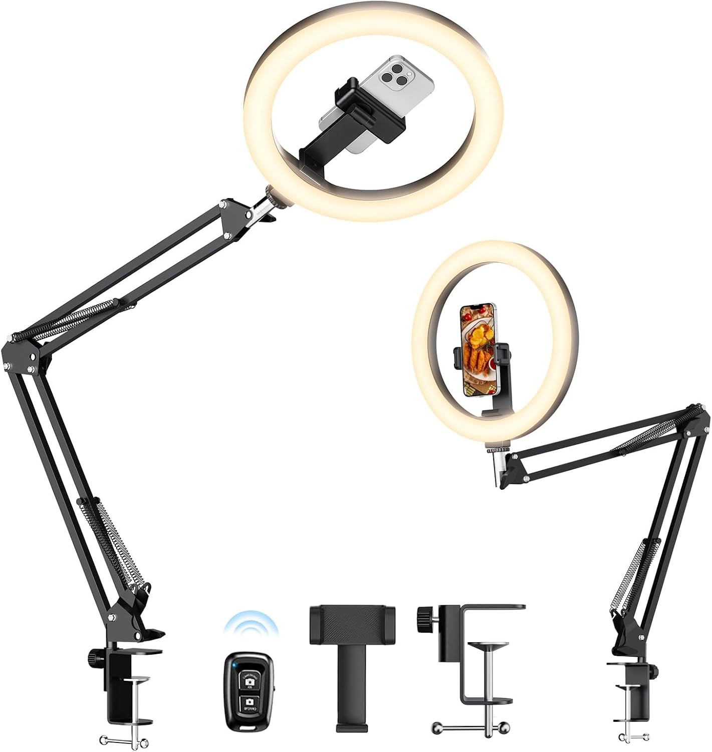 Upgrade Ring Light with Stand, Overhead Phone Mount for Desk, 10” Selfie Light with Stand Tripod for iPhone, Light with Phone Holder for Video Recording,Zoom Meeting,Live Streaming Tiktok,YouTube | Amazon (US)