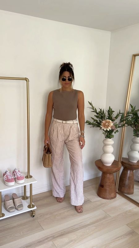 Elevated outfits for spring— Linen pants (26 long), ribbed tank top (small), cork heels (TTS)

Spring outfits | spring to summer transition outfits | Abercrombie style | linen for spring

#LTKStyleTip #LTKVideo #LTKFindsUnder100