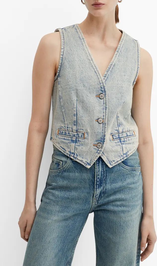 MANGO Taylor Crop Denim Vest | Nordstrom | Nordstrom