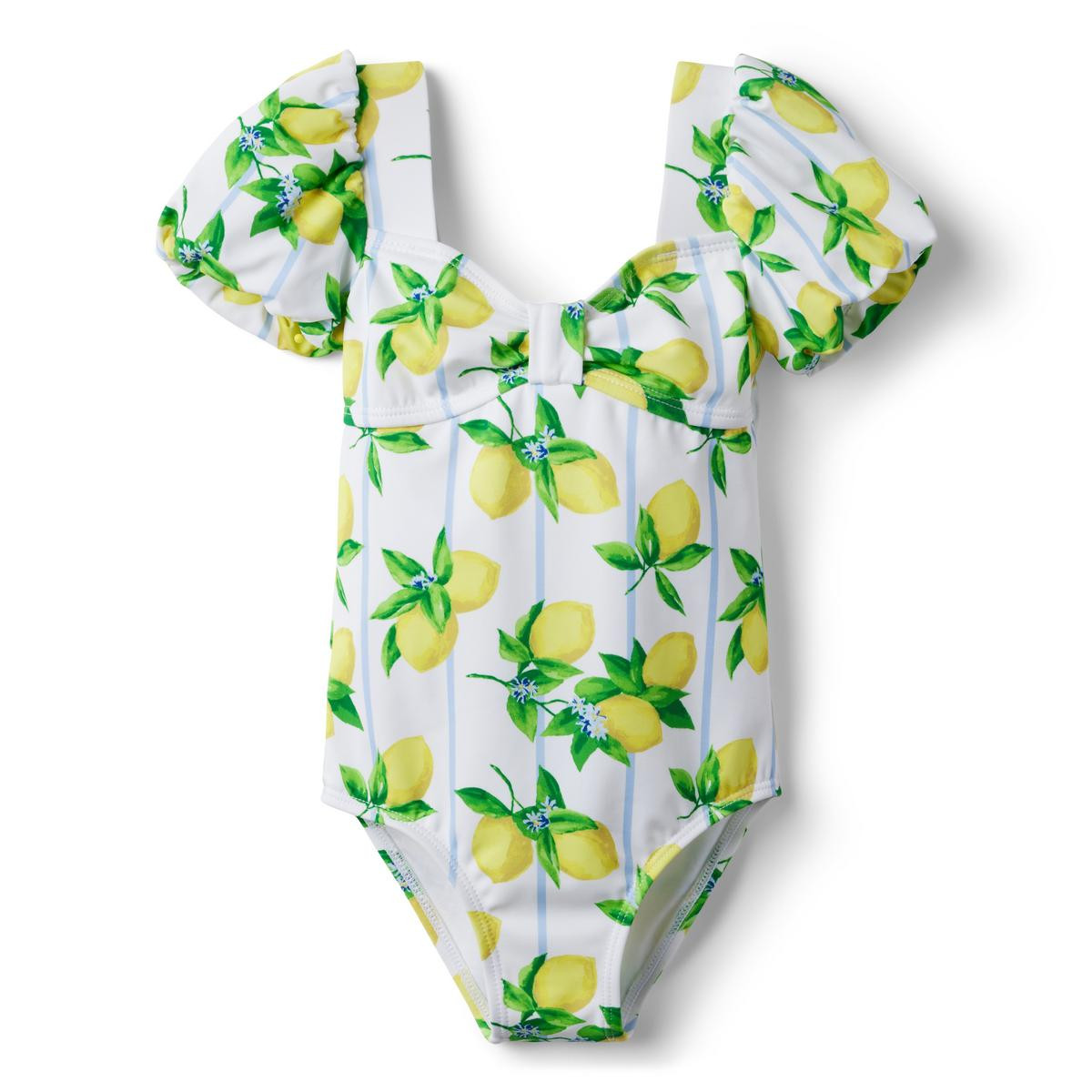 Lemon Stripe Puff Sleeve Swimsuit | Janie and Jack