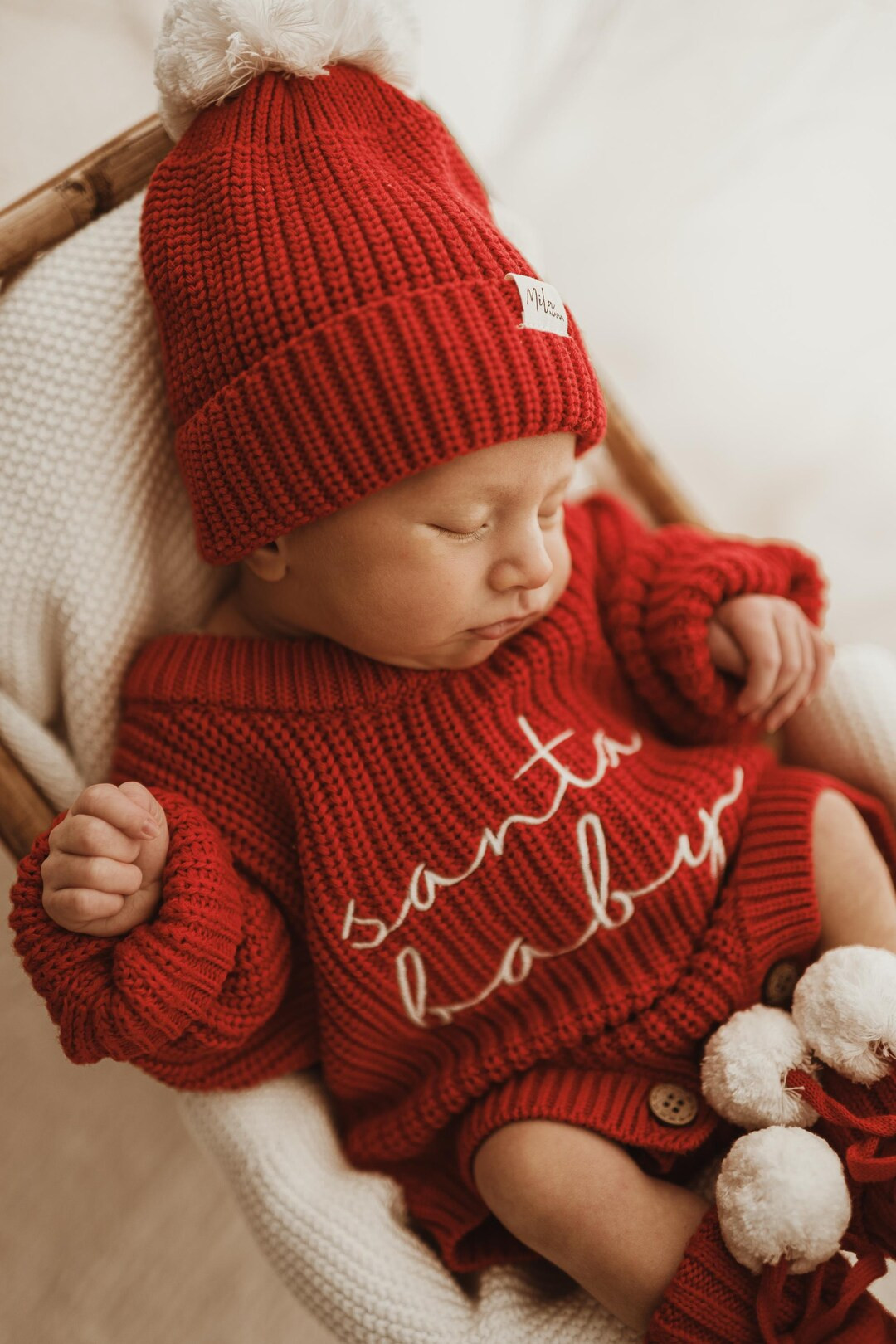 Santa Baby Christmas Red Knit Romper - Etsy | Etsy (US)
