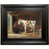 Framed Horse & Labrador Print, Vintage Equestrian Art, Rustic Black Wood Frame | Etsy (US)