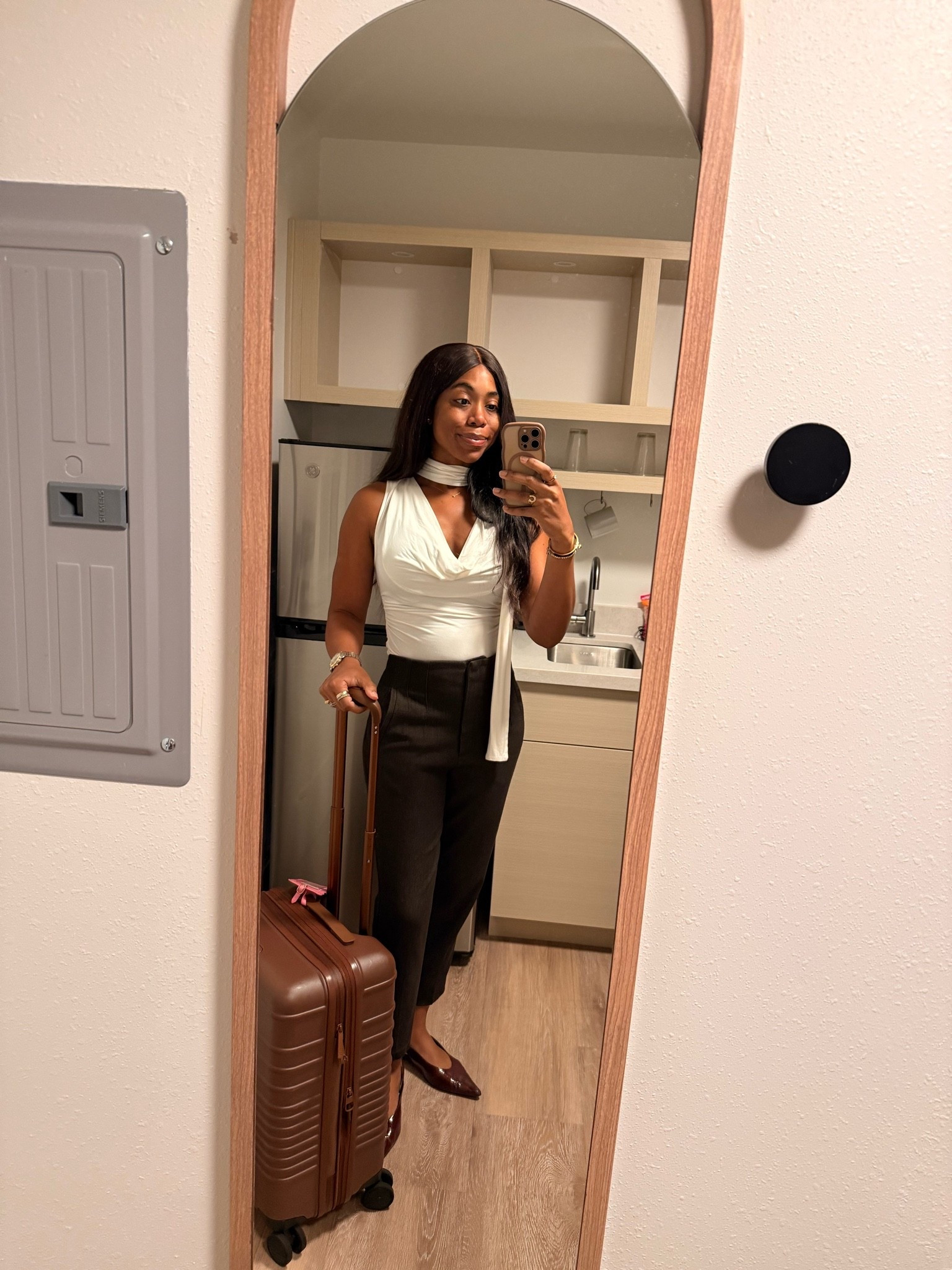 What I wore to work yesterday. It was also a travel day so linking my Beis luggage

#LTKootd