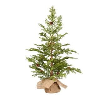 24" Unlit Cedar Pine Artificial Christmas Tree in Burlap Base | Michaels Stores