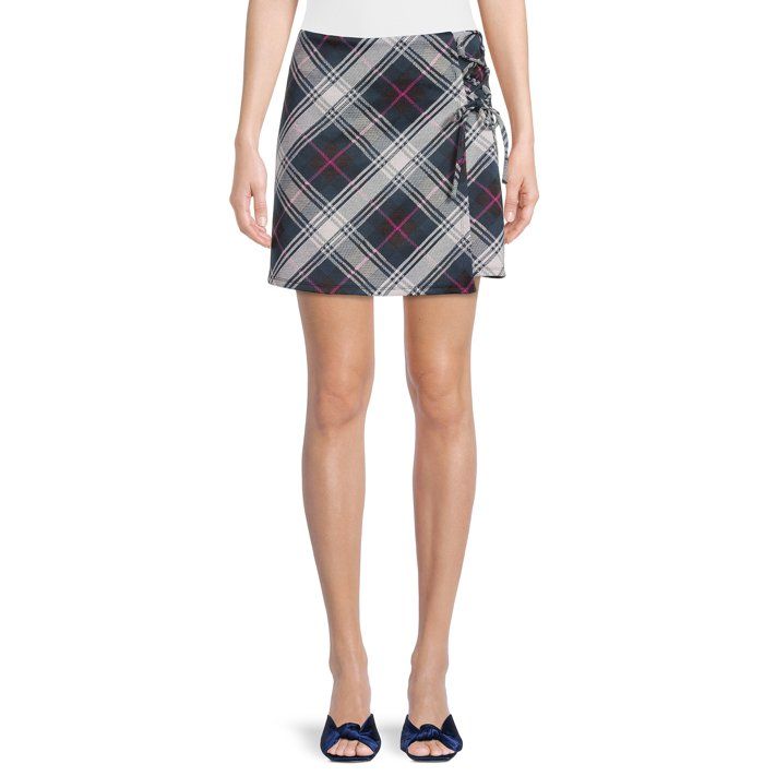 Madden NYC Women’s Juniors' Side Lace-up Plaid Mini Skirt - Walmart.com | Walmart (US)