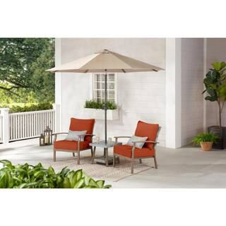 Hampton Bay Beachside 3-Piece Rope Look Wicker Outdoor Patio Bistro Set with CushionGuard Quarry ... | The Home Depot