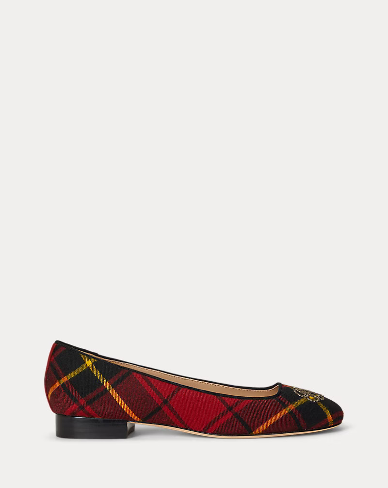 Emellie Logo Plaid Ballet Flat | Ralph Lauren (UK)