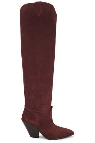 Free People Triple Crown Over The Knee Boot In Espresso Suede from Revolve.com | Revolve Clothing (Global)