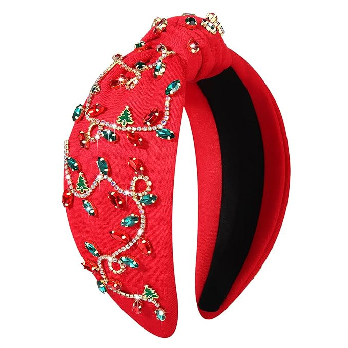 boderier Christmas Headbands for Women Christmtas Lights Headband Jeweled Crystal Embellished Wid... | Amazon (US)
