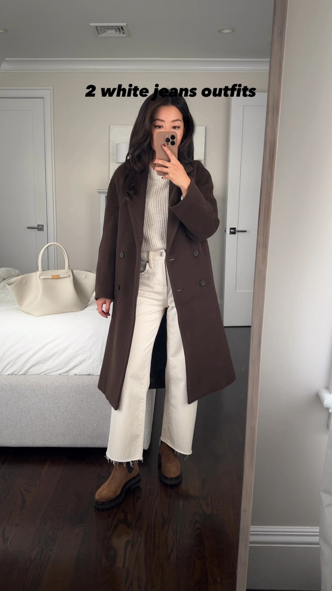 My full look is on sale for Black Friday including handbags, waterproof boots, sweaters and jeans are $35!! The chocolate  Vince boots linked are also similar and on sale on my wishlist 

Also linked a white Jean I love from Levi’s 40% off - I take size 24 x 27 for a full length to wear with flats. 

•Madewell perfect vintage wide leg crop jeans 24P in “vintage canvas” - these fit perfectly in my usual petite size. I apply anti fray on the hems 

Look 1:
•Margaux NY waterproof Chelsea boot sz 5. These were a Black Friday week splurge and seem very nice quality 

•Quince cashmere tank xs

•Everlane sweater xxs in “almond”

•Demellier midi New York bag

•Aritzia slouch coat - xxs short = their petite sizing, thick and plush material. Runs oversized so size down if between sizes. 

Look 2:
•Old Navy sweater xs petite - brown is sold out unfortunately 

•Madewell Essential bucket tote on crazy sale 

•Dolce Vita Mary Jane Reyes flats 5.5


#LTKCyberWeek #LTKFindsUnder50 #LTKShoeCrush