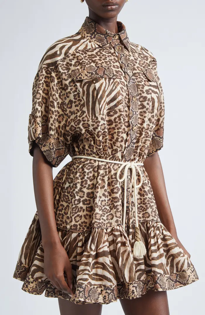 Zimmermann Wanderlust Animal Print Belted Cotton Shirtdress | Nordstrom | Nordstrom