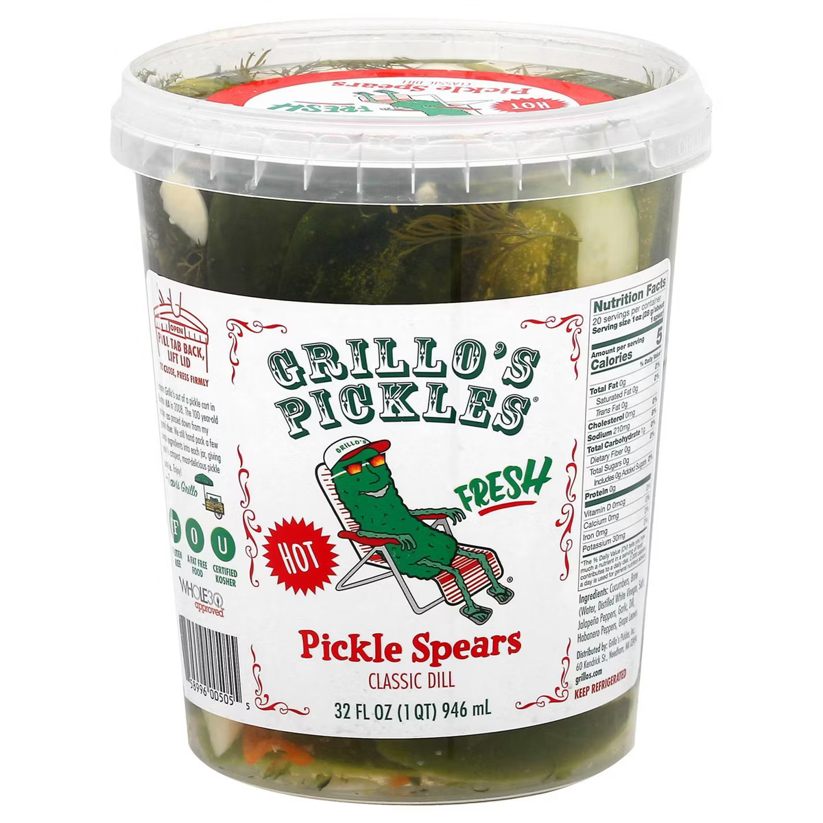 Grillo's Pickles Hot Italian Dill Spears - 32oz | Target