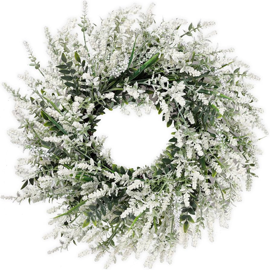 26'' Large Lavender & Eucalyptus Wreath for Front Door - Artificial Eucalyptus Leaves Greenery Ou... | Amazon (US)