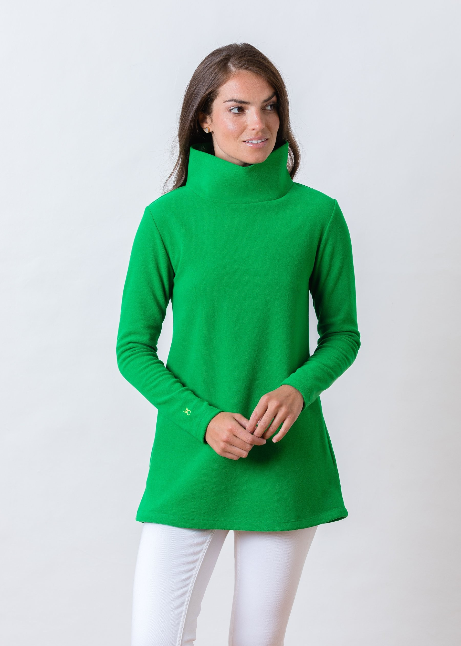 Cobble Hill Turtleneck in Terry Fleece (Kelly Green) | Dudley Stephens