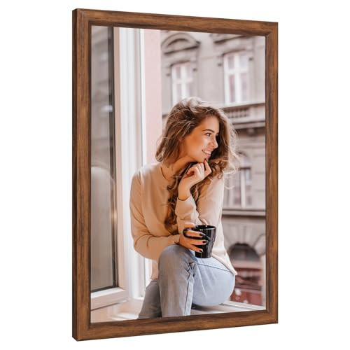 11x14 Wood Frame Brown, Rustic Natural Wooden 14x11in Poster Picture Frame, Distressed 11 x 14inch Woodgrain Gallery Photo Frame with HD Plexiglass, Horizontal Vertical Wall Mounting Display 1pcs | Amazon (US)