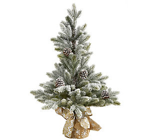 28"" Flocked Christmas Tree w/Pine Cones by Near ly Natural | QVC