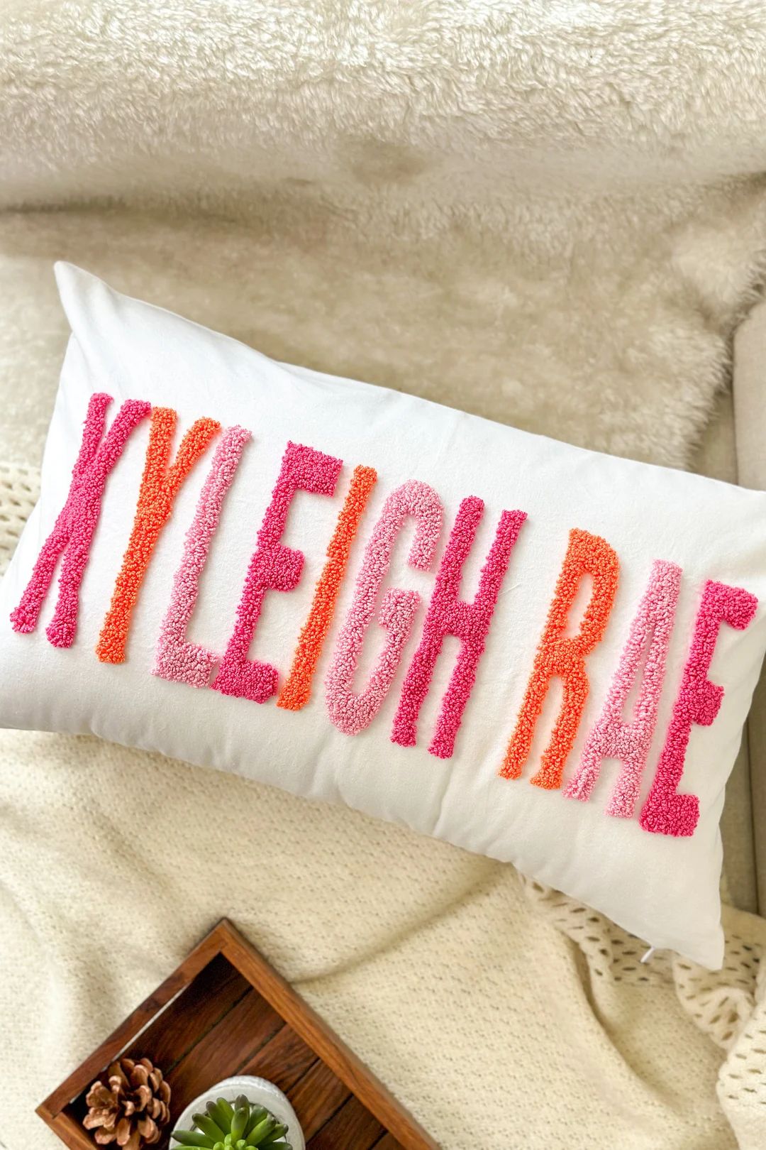 Personalized Baby Girl Room Name Pillow Cover, Baby Girl Nursery Pillow, Punch Needle, Girl Kid G... | Etsy (US)