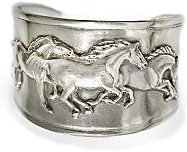 Horse Lady Gifts bracelets, Galloping Mustangs Frieze on cuff bracelet handmade artist USA in sil... | Amazon (US)