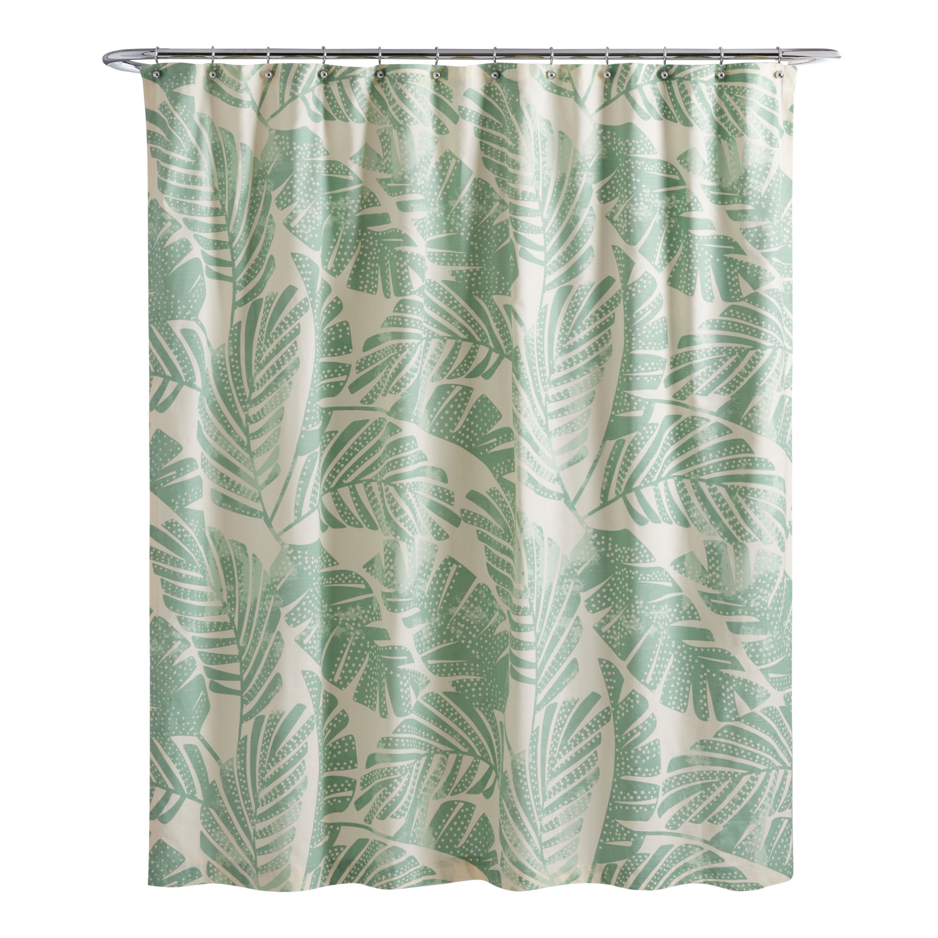 Jakarta Palm Green And White Shower Curtain | World Market