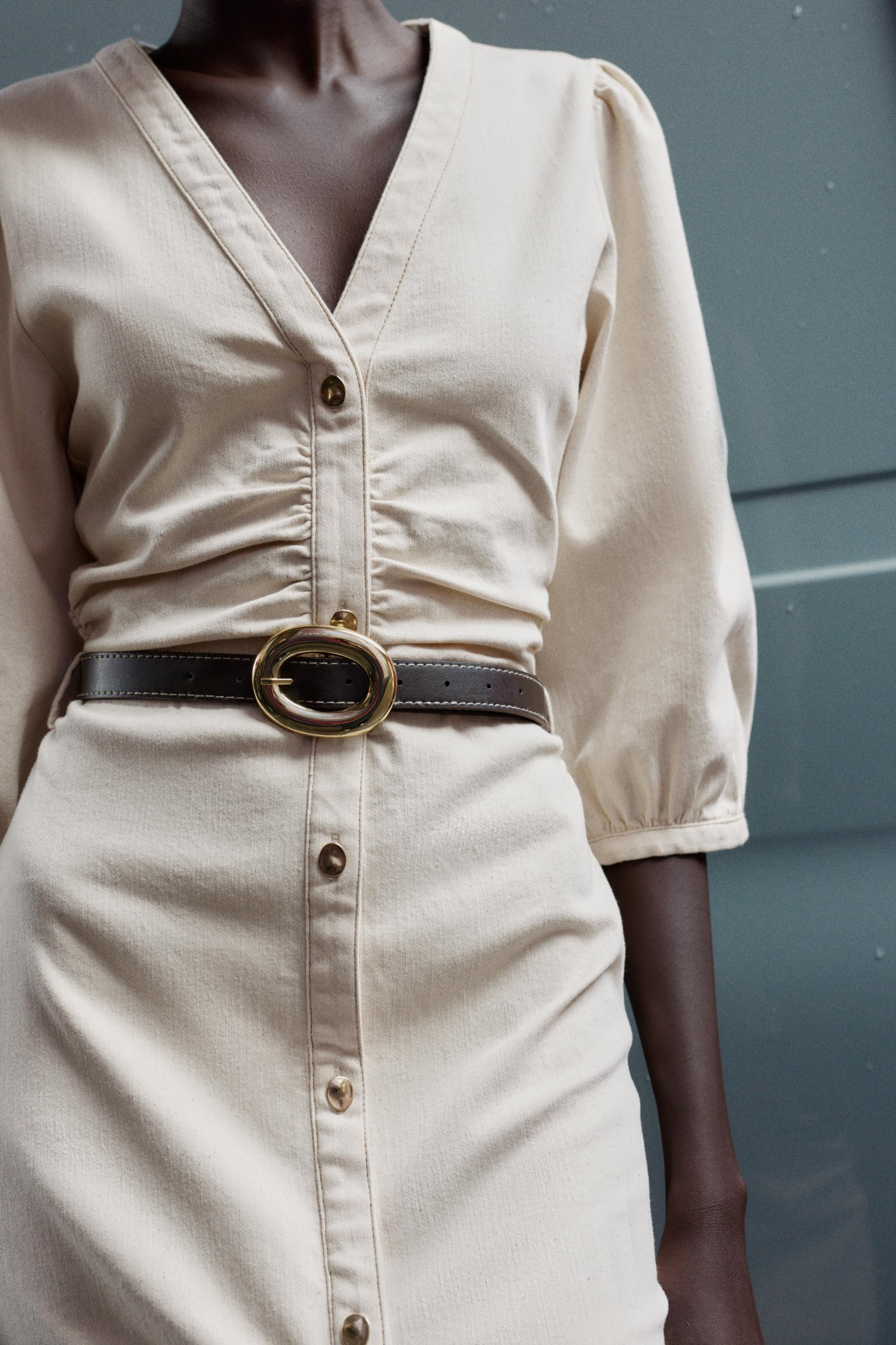 BELTED BALLOON SLEEVE MIDI DRESS | Zara US