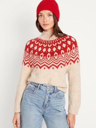 Mock-Neck Fair Isle Pullover Sweater for Women | Old Navy (US)