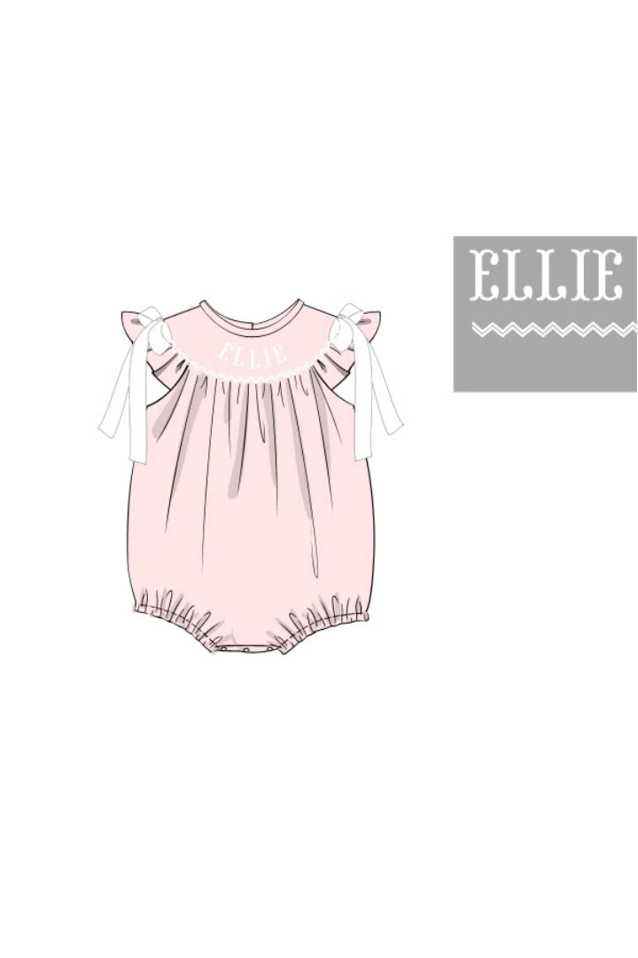 Pre-Order Smocked Custom Name Pink Pique Bubble | The Smocked Flamingo