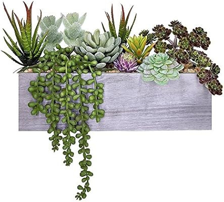 Supla Artificial Pre-Made Succulent Wood Planter Arrangement 10 Pcs Assorted Fake Succulent Plant... | Amazon (US)