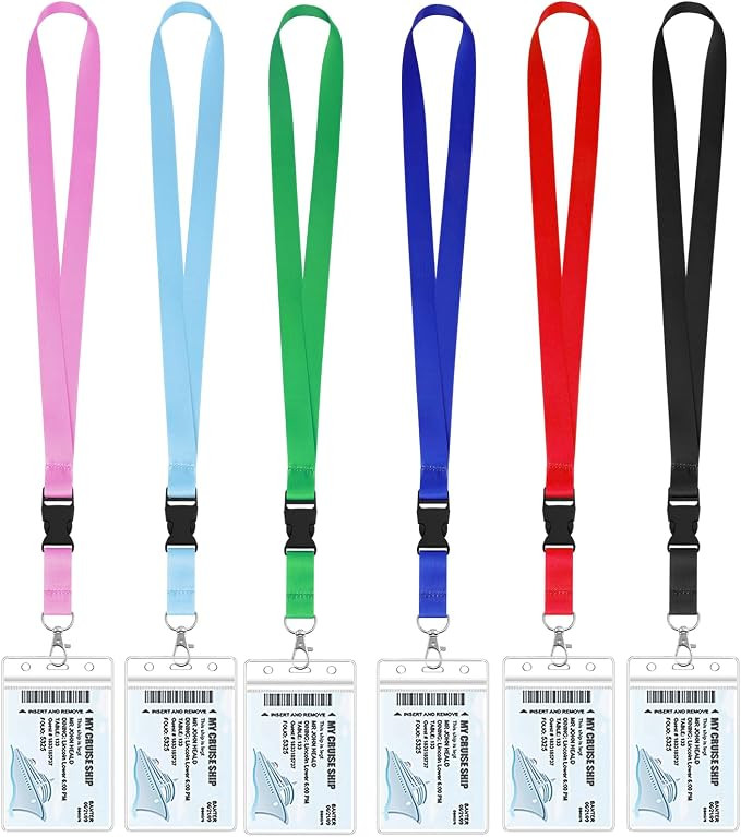 6 Pack Lanyards for Cruise Ship Card with Waterproof ID Card Badge Colorful | Amazon (US)
