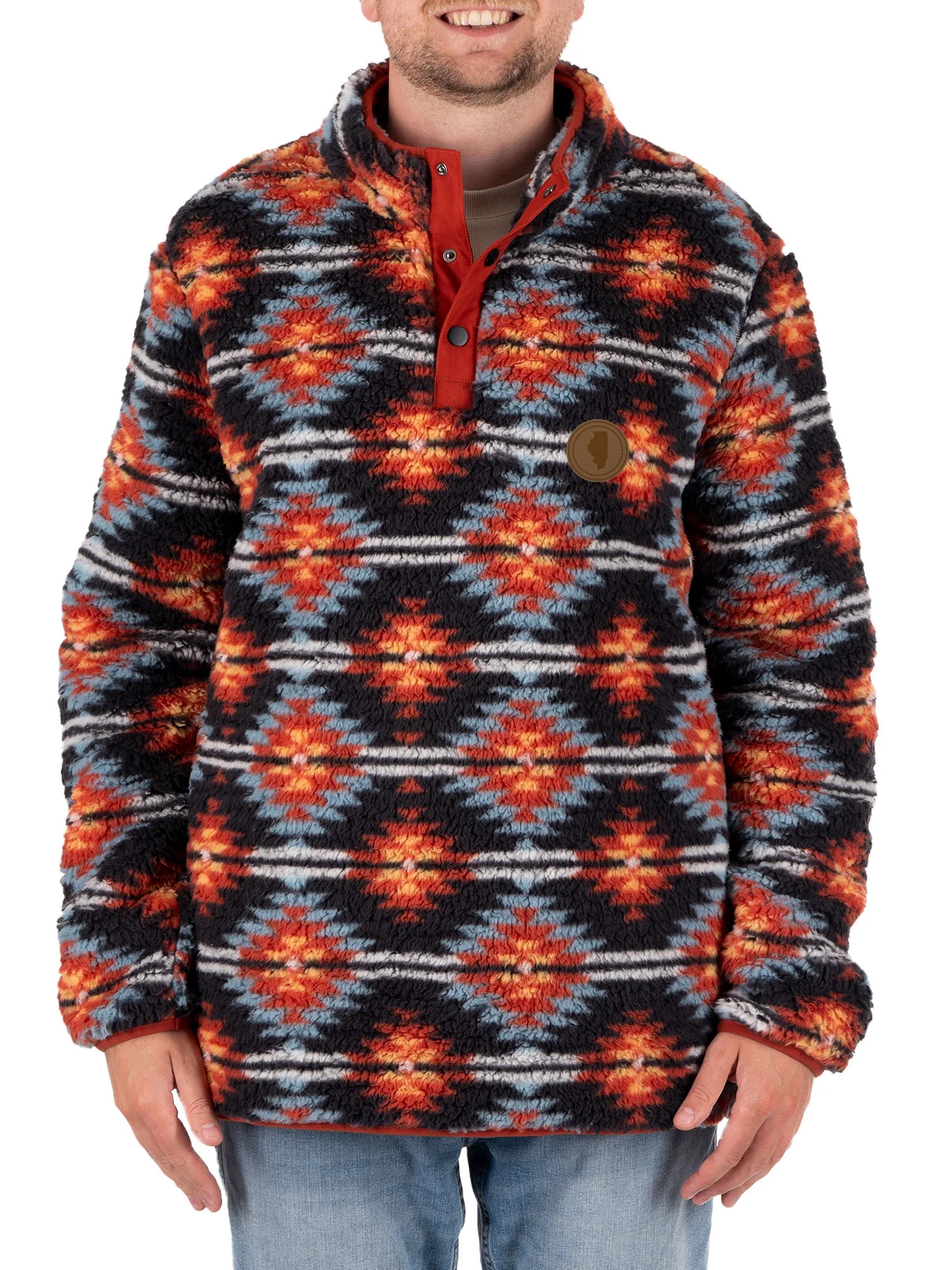 Unisex Custom State Illinois Pattern Fleece Quarter Snap Pullover Sweater from Home Free, Sizes S... | Walmart (US)