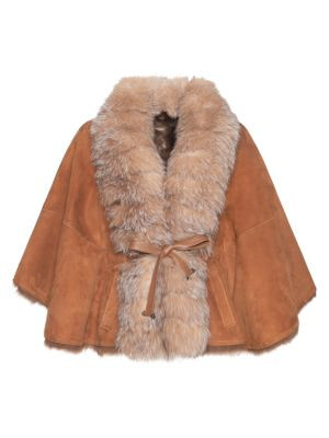 WOLFIE FURS Made for Generation Toscana Shearling Cape on SALE | Saks OFF 5TH | Saks Fifth Avenue OFF 5TH