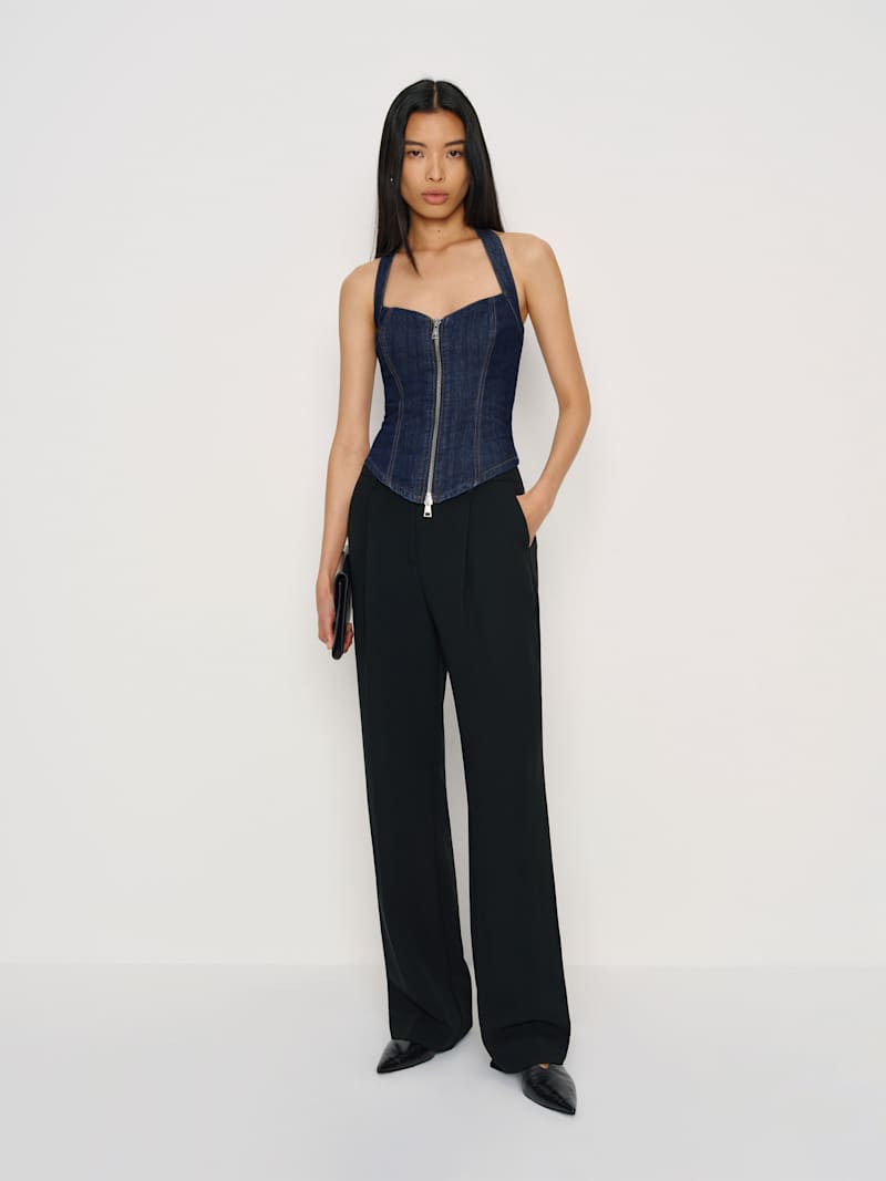 Reformation Kessie Denim Top Blue 2 | Reformation (Global)
